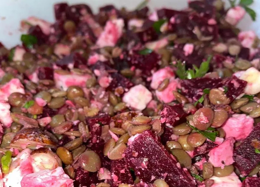Salade lentilles féta betteraves