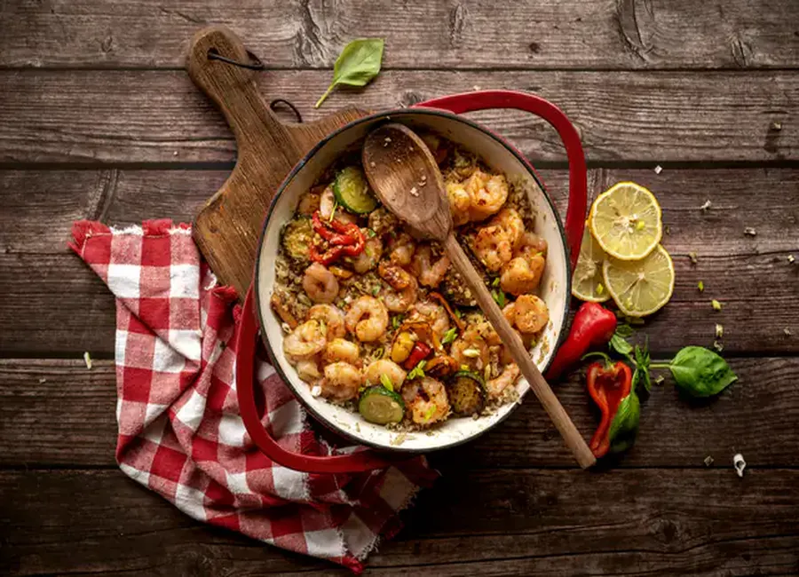 Risotto aux crevettes et restes de ratatouille