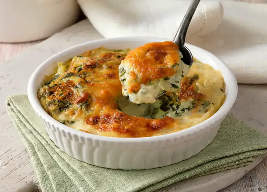 Gratin de ravioles et épinards