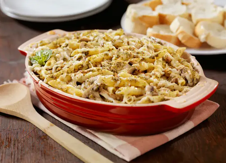 Grâtin de pâtes aux champignons