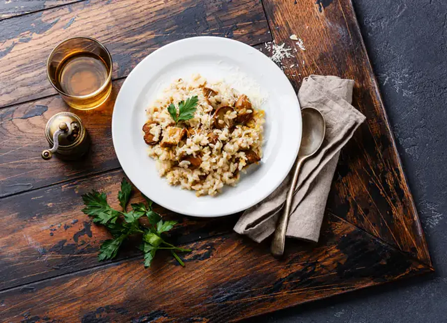 Risotto aux champignons des bois et pancetta
