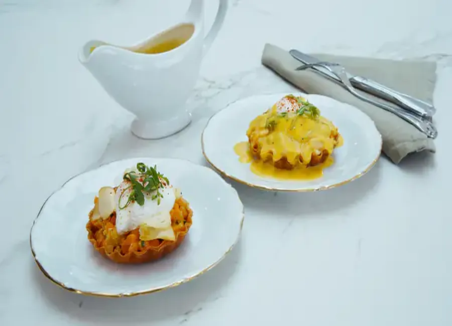 Tartelette butternut, œuf poché, scamorza fumée