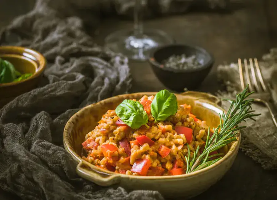 Risotto de crozets aux poivrons
