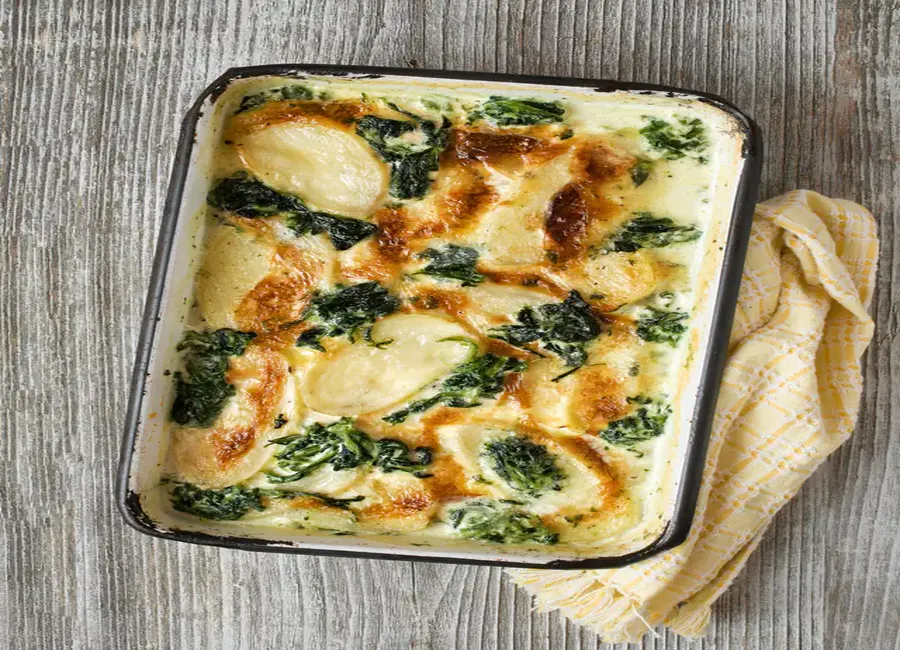 Gratin de pommes de terre et épinards