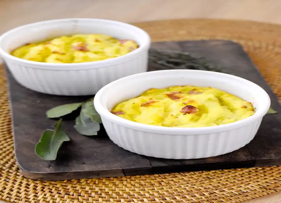 Soufflé pomme de terre jambon gratiné