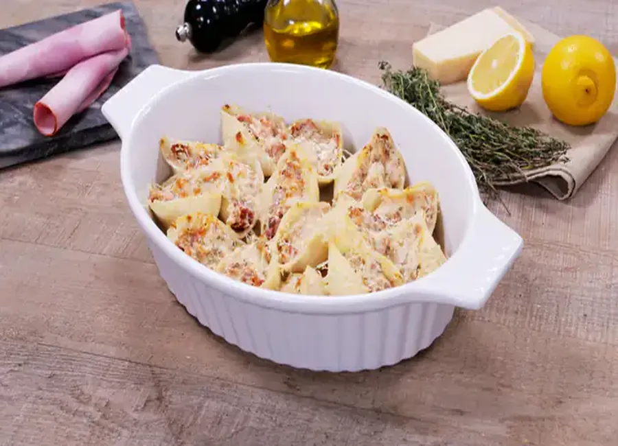 Conchiglioni farcis à la ricotta, jambon et tomates séchées