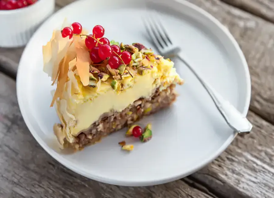 Cheesecake façon baklava (pistaches et miel)