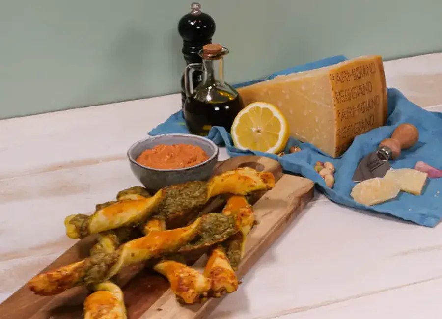 Torsades parmesan et pesto de roquette