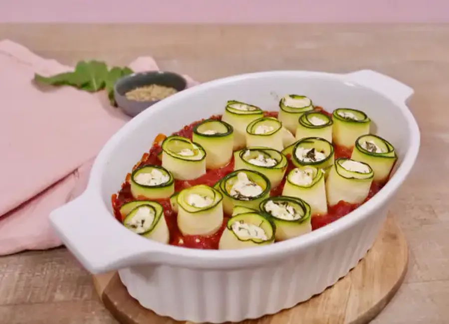 Roulés de courgettes à la feta aop