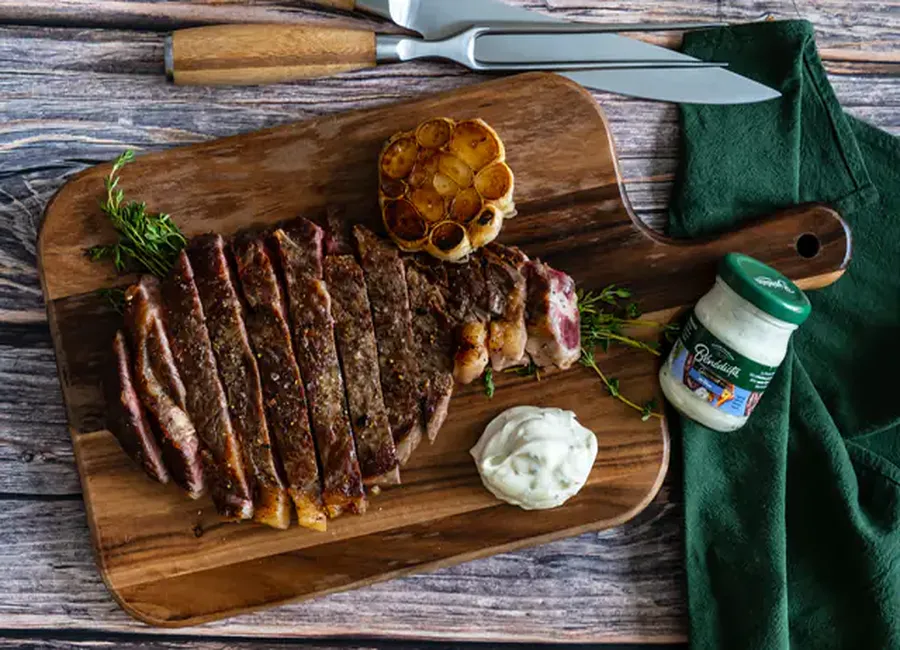 Côte de bœuf & sauce gourmet "au bleu" bénédicta par alexia duchêne