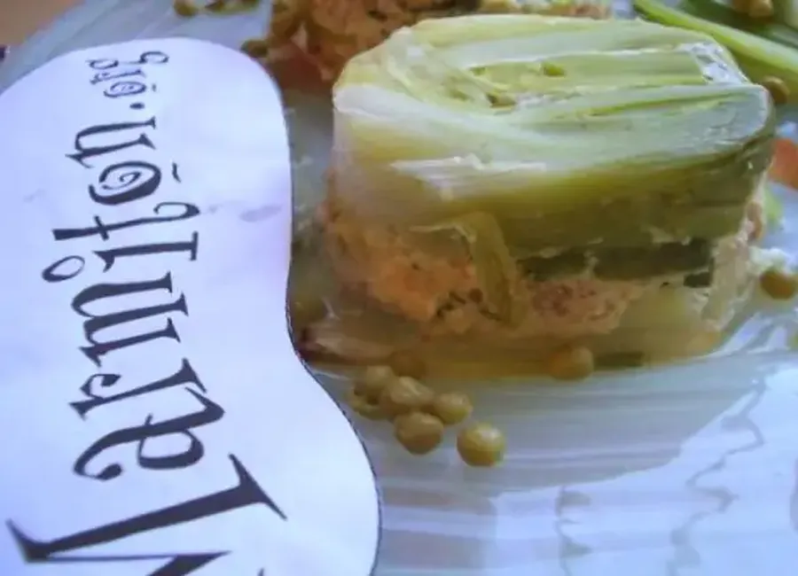 Mousse de poireaux au jambon de parme.