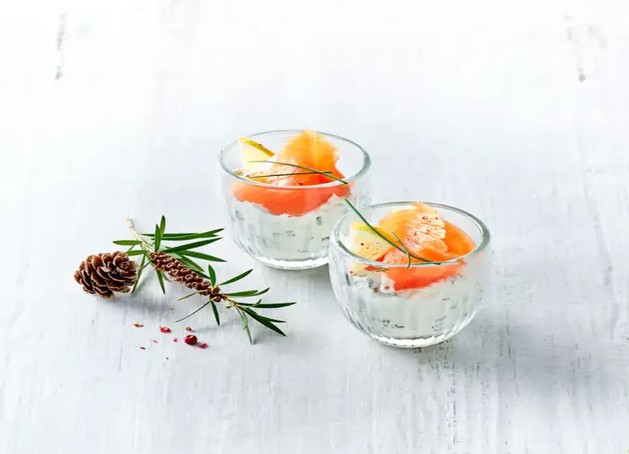 Verrines labné et saumon fumé