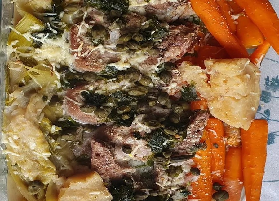 Langue de veau au court-bouillon gratinée