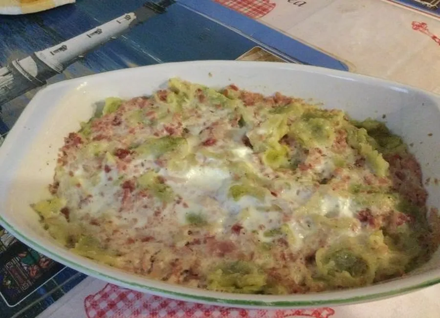 Ravioles à la crème et au jambon