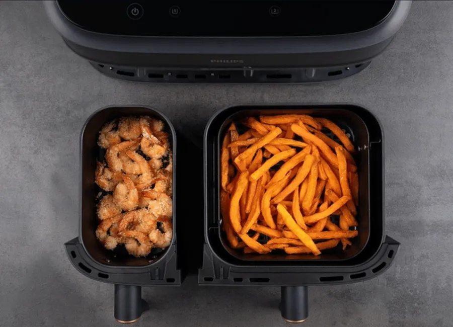 Frites de patate douce et crevettes à l'ail au airfryer