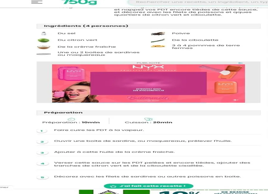 Écrasée de pommes de terre aux sardines