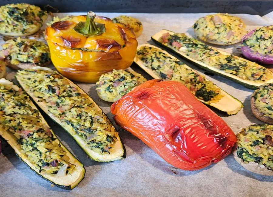 Légumes farcis au riz et épinards