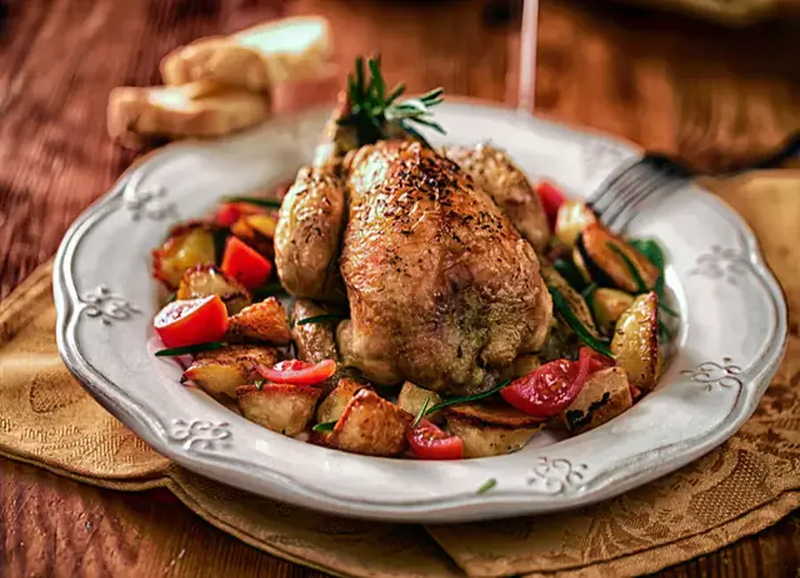 Coquelet rôti au citron et aux herbes au airfryer