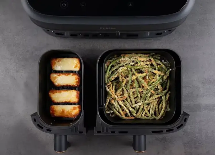 Halloumi frit et haricots verts panés au airfryer