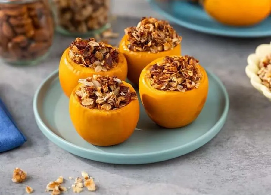 Kakis fourrés au granola au airfryer
