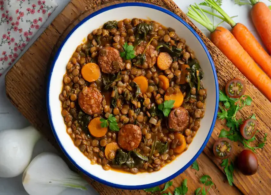 Saucisses aux lentilles au airfryer