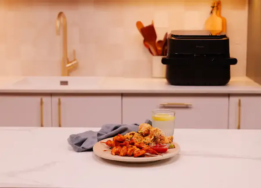 Brochettes de poulet façon yakitori et brocoli wings croustillants au airfryer