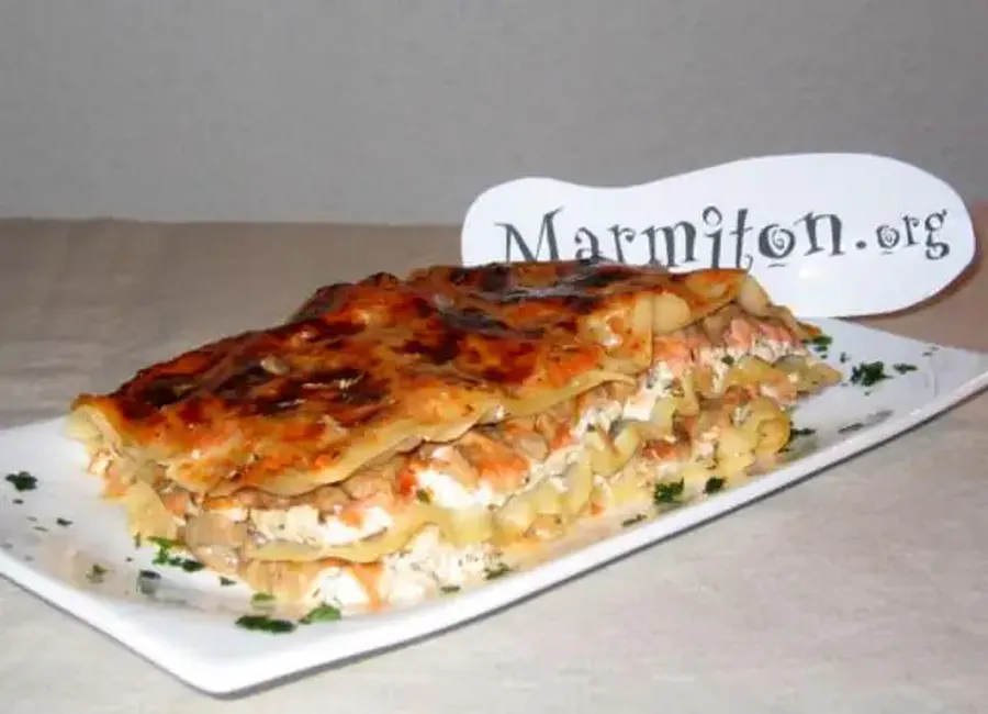 Lasagnes au saumon fumé et aux champignons