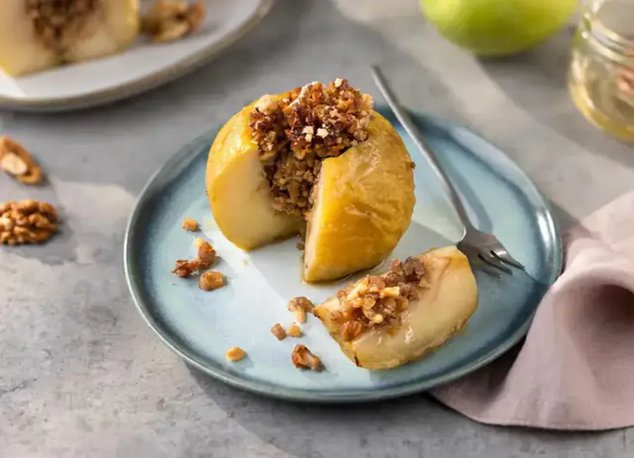 Pommes cuites aux noix et miel