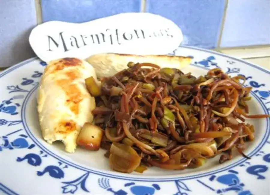 Escalope de dinde au germes de soja et poireaux