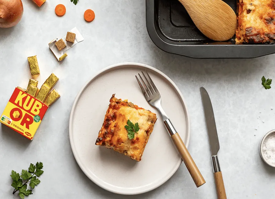 Lasagnes aux carottes, champignons et au kub® or