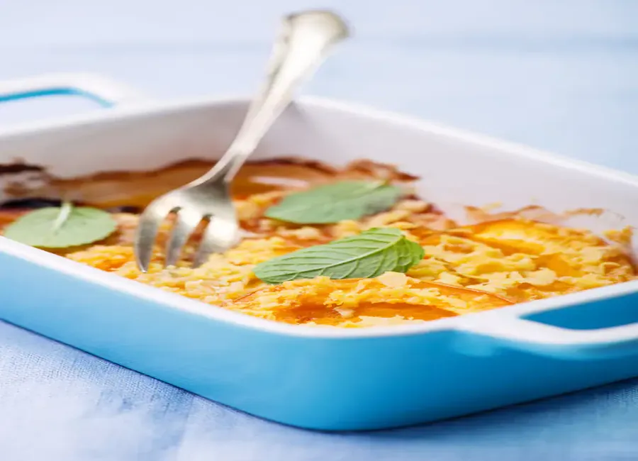 Crumble abricots pêches à la menthe