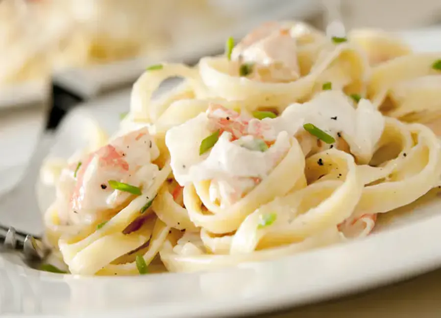 Crevettes à la crème et aux fettucine