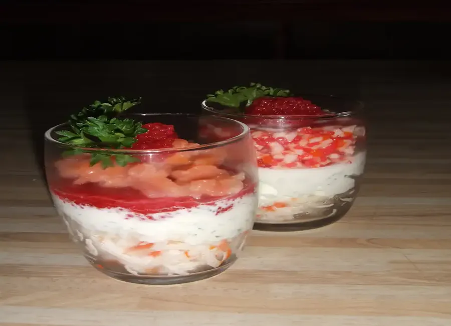 Verrine au fromage frais et au saumon