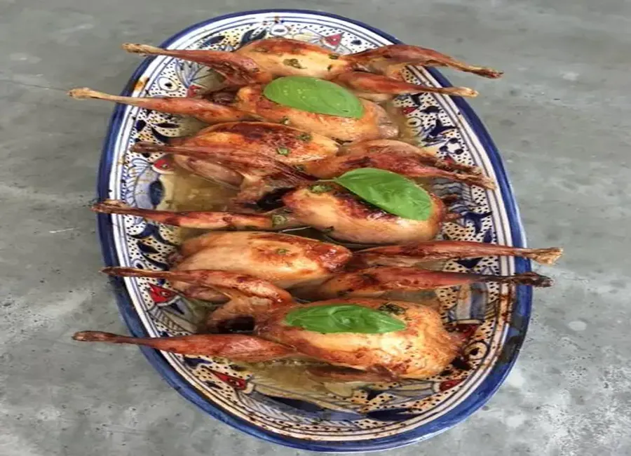 Cailles au miel citron basilic