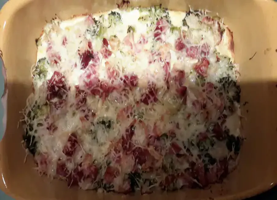 Gratin de brocoli et lardons