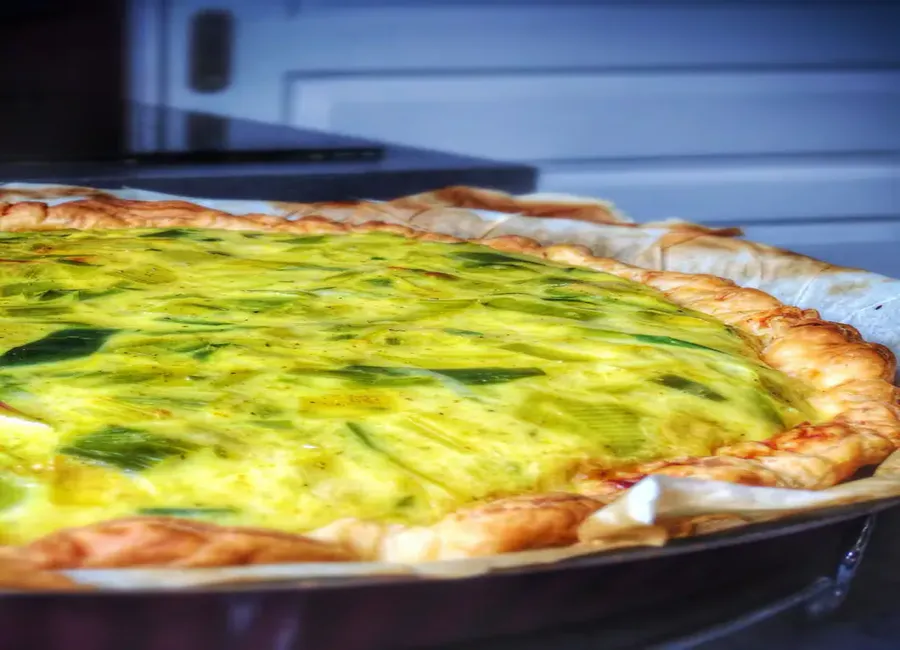 Quiche aux poireaux miel-curry