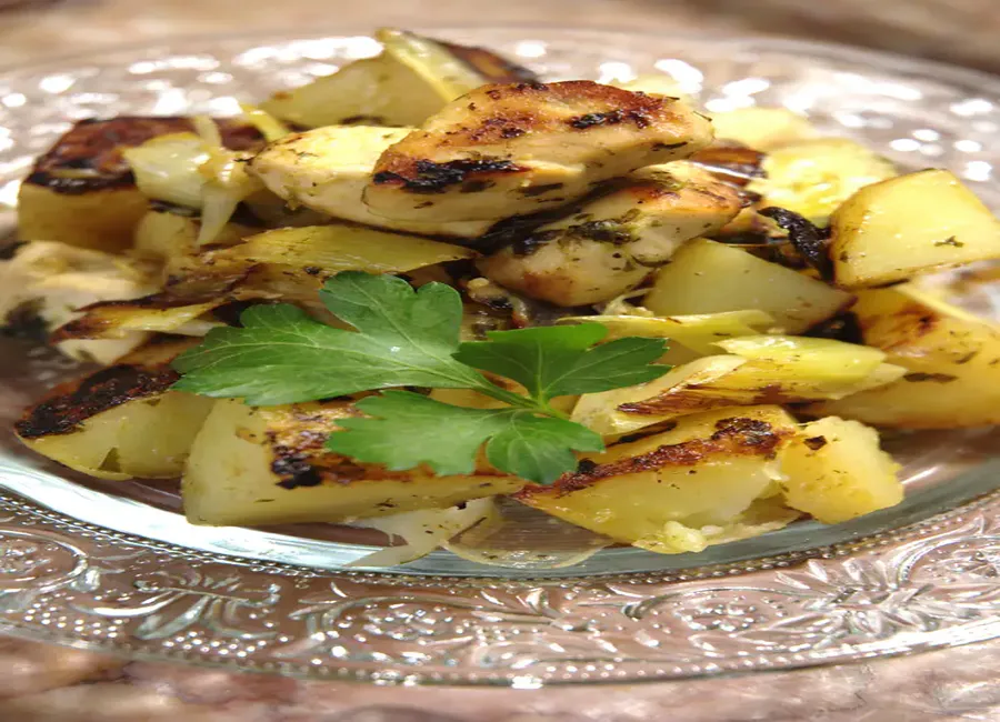 Grenailles aux poireaux et poulet