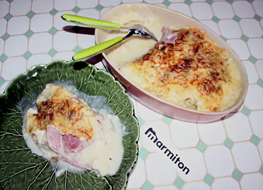 Gratin d'endives au jambon et au fromage