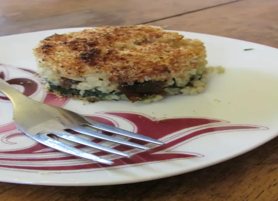 Gratin de boulgour et épinards aux abricots