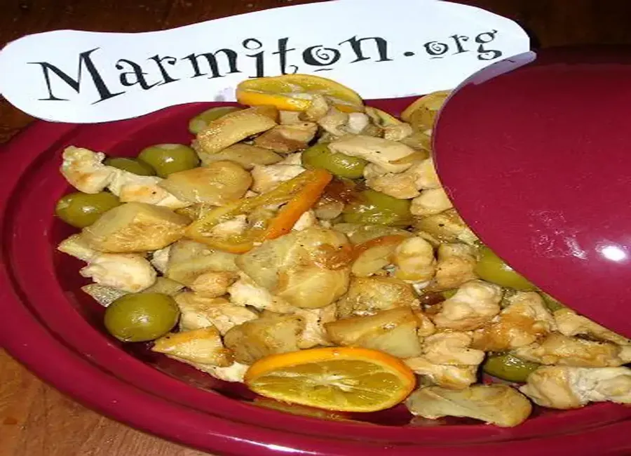 Tajine de poulet aux fonds d'artichauts