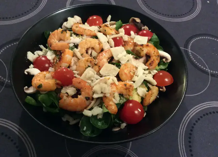 Salade de mâche avocat et crevettes