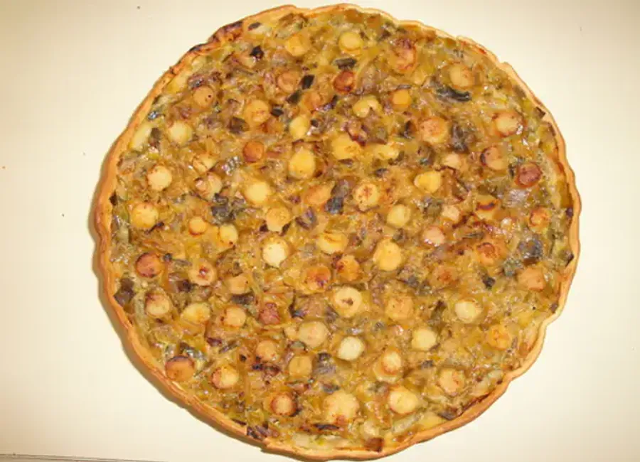 Tarte aux poireaux et noix de saint jacques
