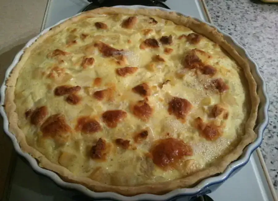 Tarte topinambours, pommes et chèvre