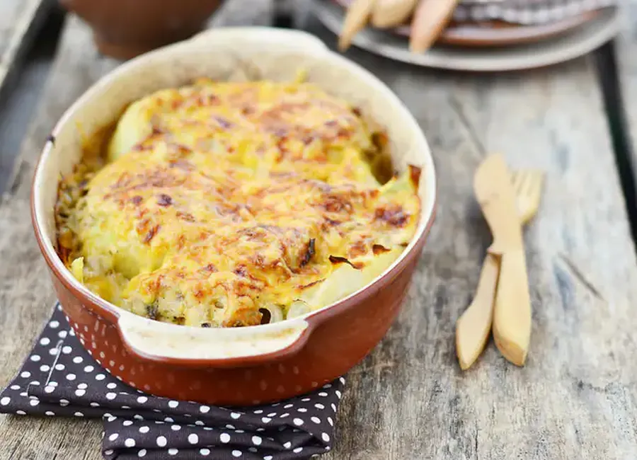Gratin de chou-fleur à la crème d'oignon