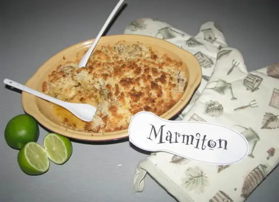 Crumble bananes, citrons verts et noix de coco