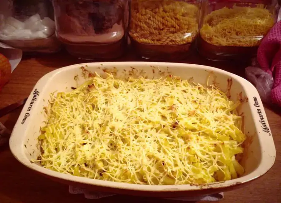 Gratin pâtes/poulet au curry