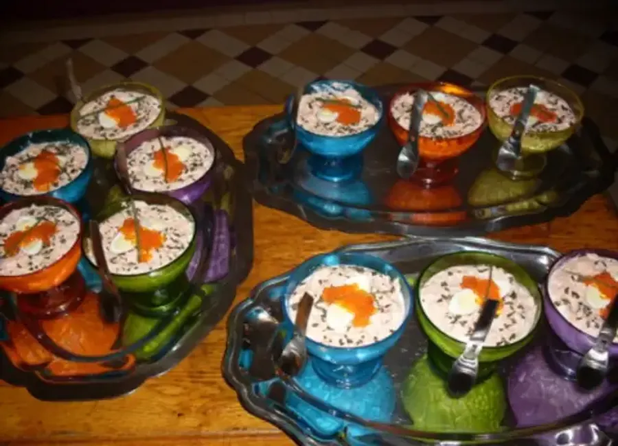 Verrine d'oeufs de caille au saumon fumé