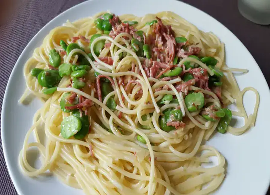 Fèves carbonara