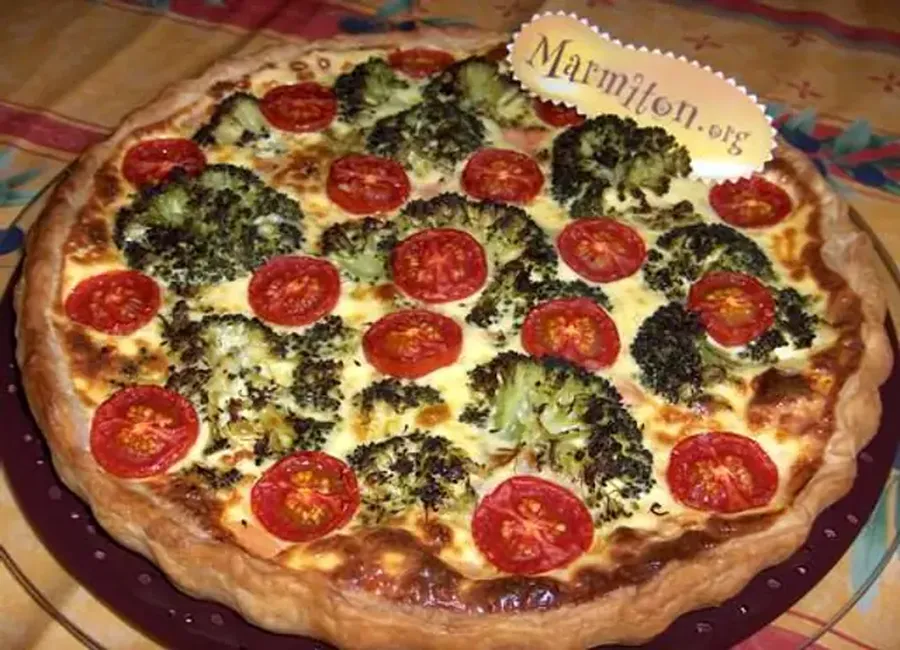 Quiche aux brocolis, st marcellin et tomates cerises