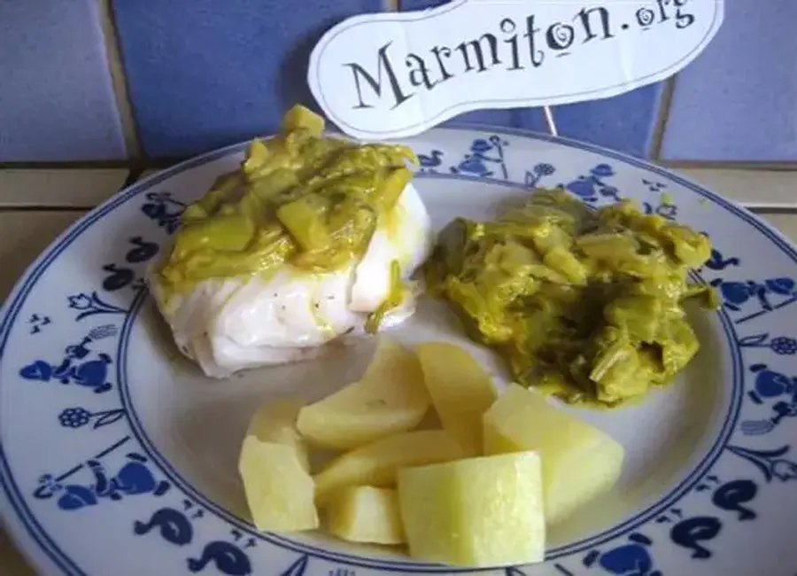 Darnes de cabillaud aux poireaux et au curry